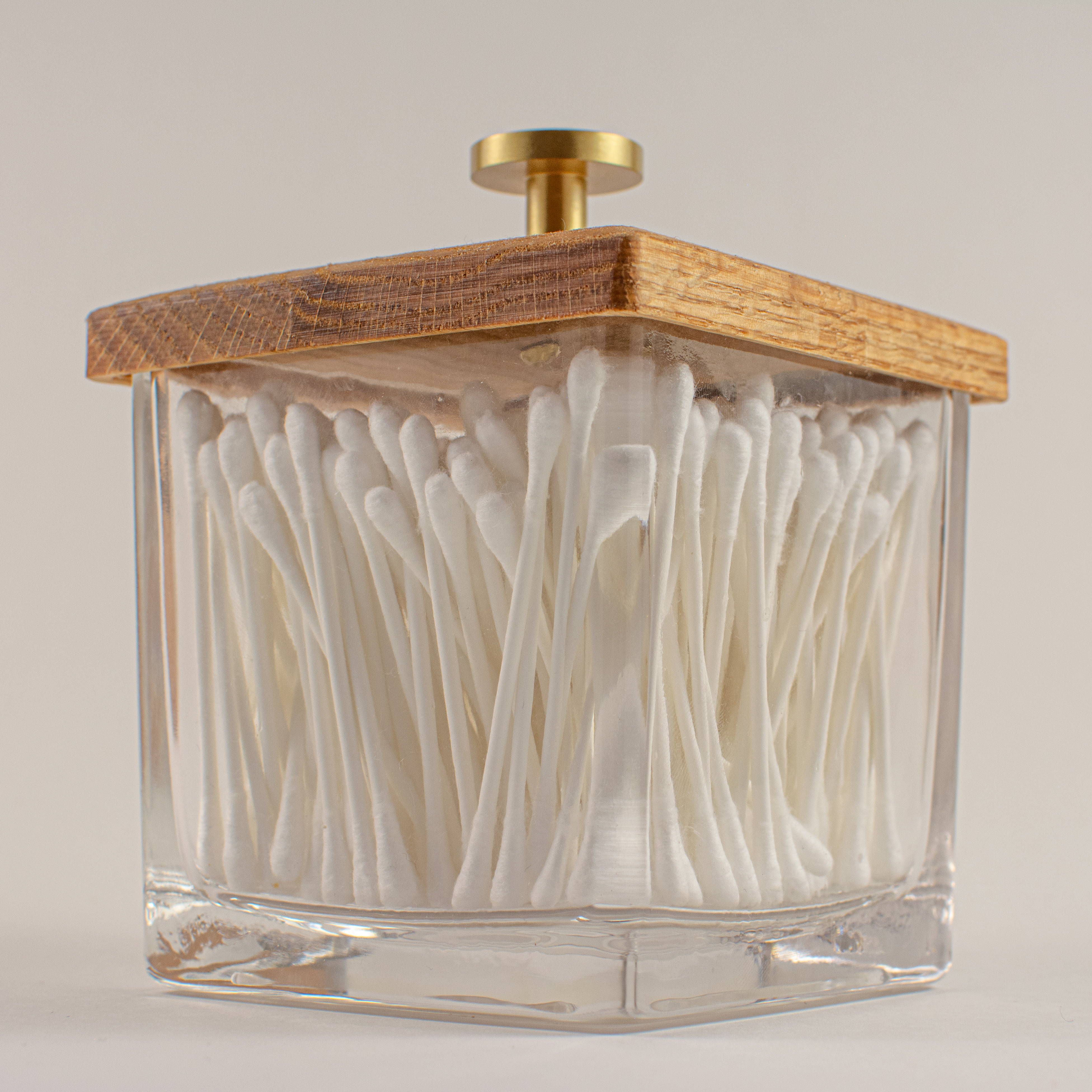 Oak Cotton Swab Jar Lid