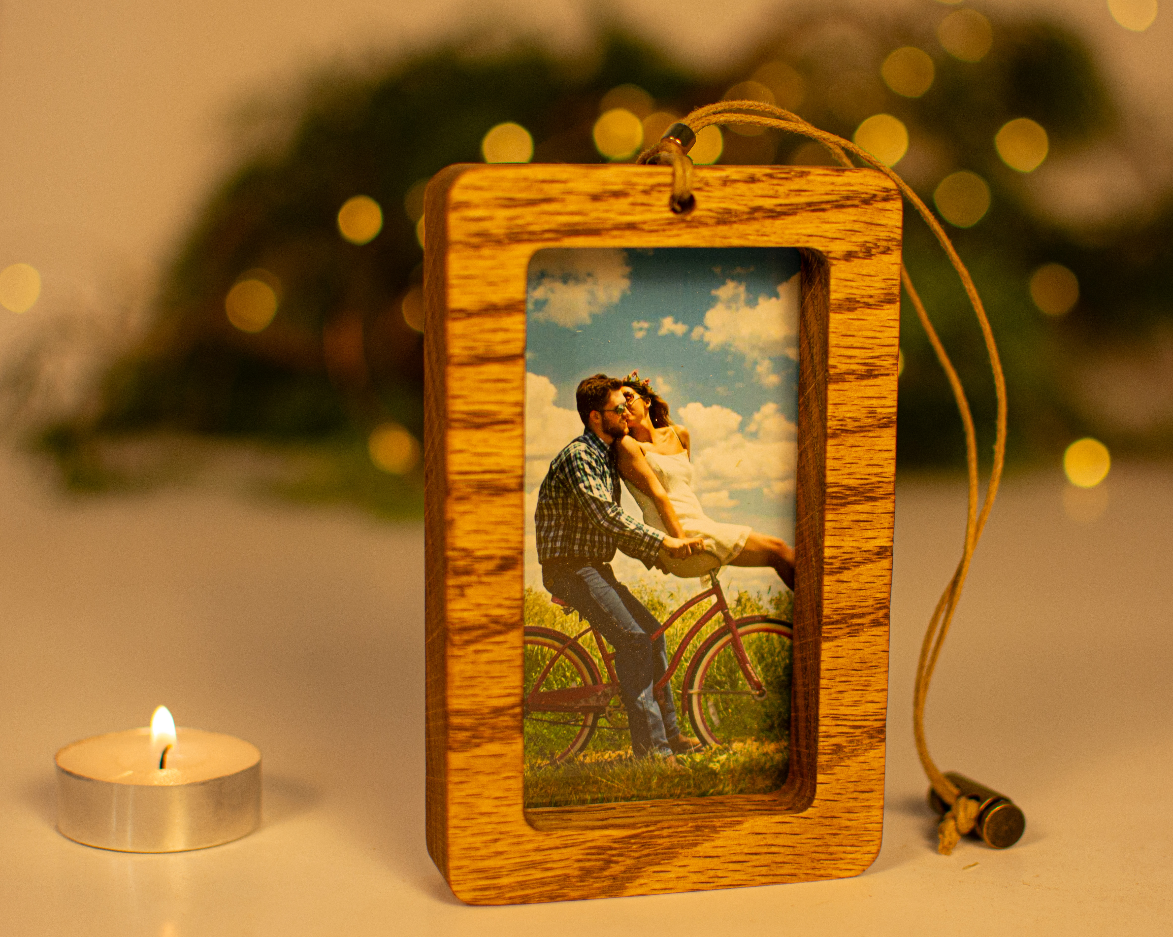 Rustic Wood Photo Ornament – Hanging Picture Frame